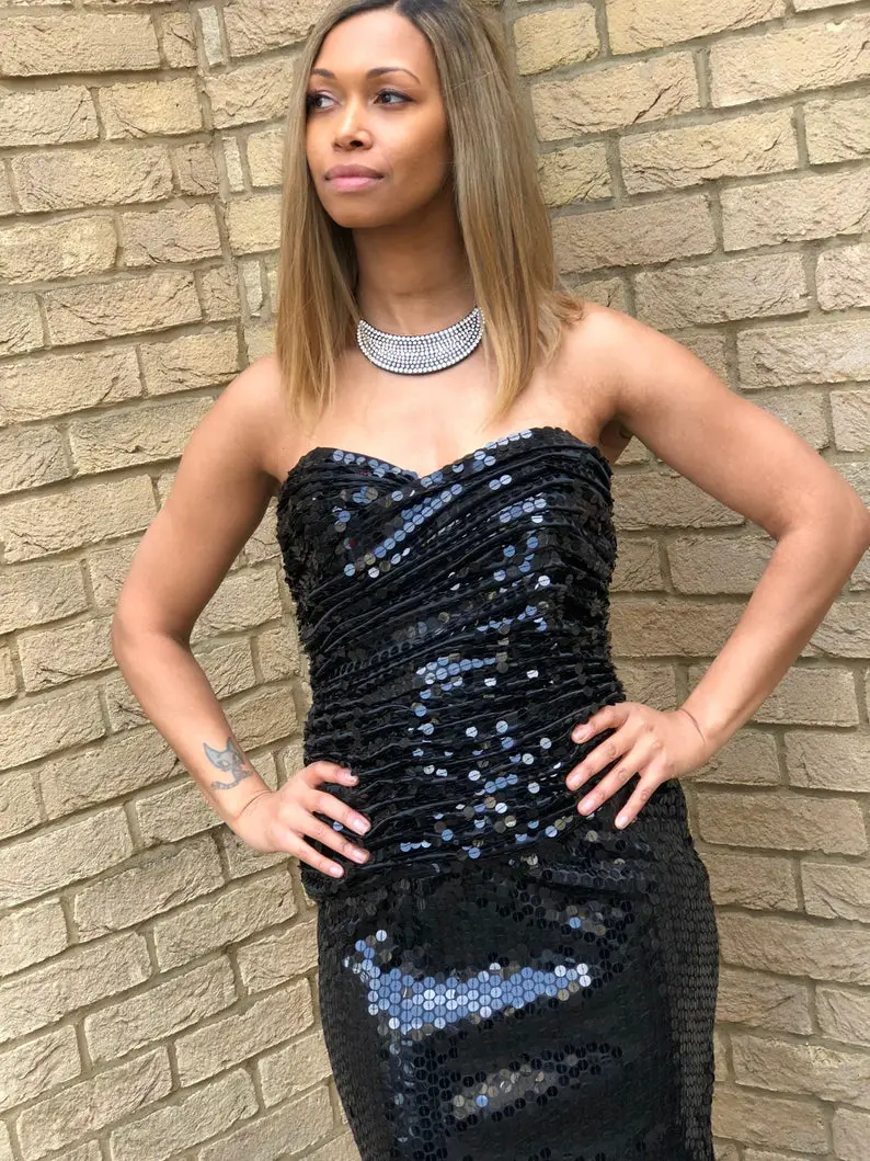 Sparkle Plenty - 80s Oleg Cassini sequin wiggle dress