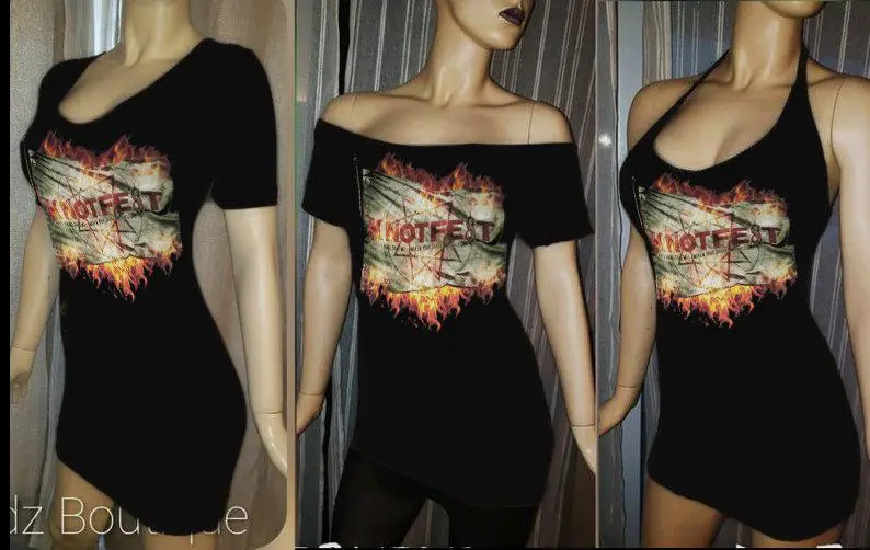  Women’s Tailored Top made from licenced Slipknot knotfest T-shirt