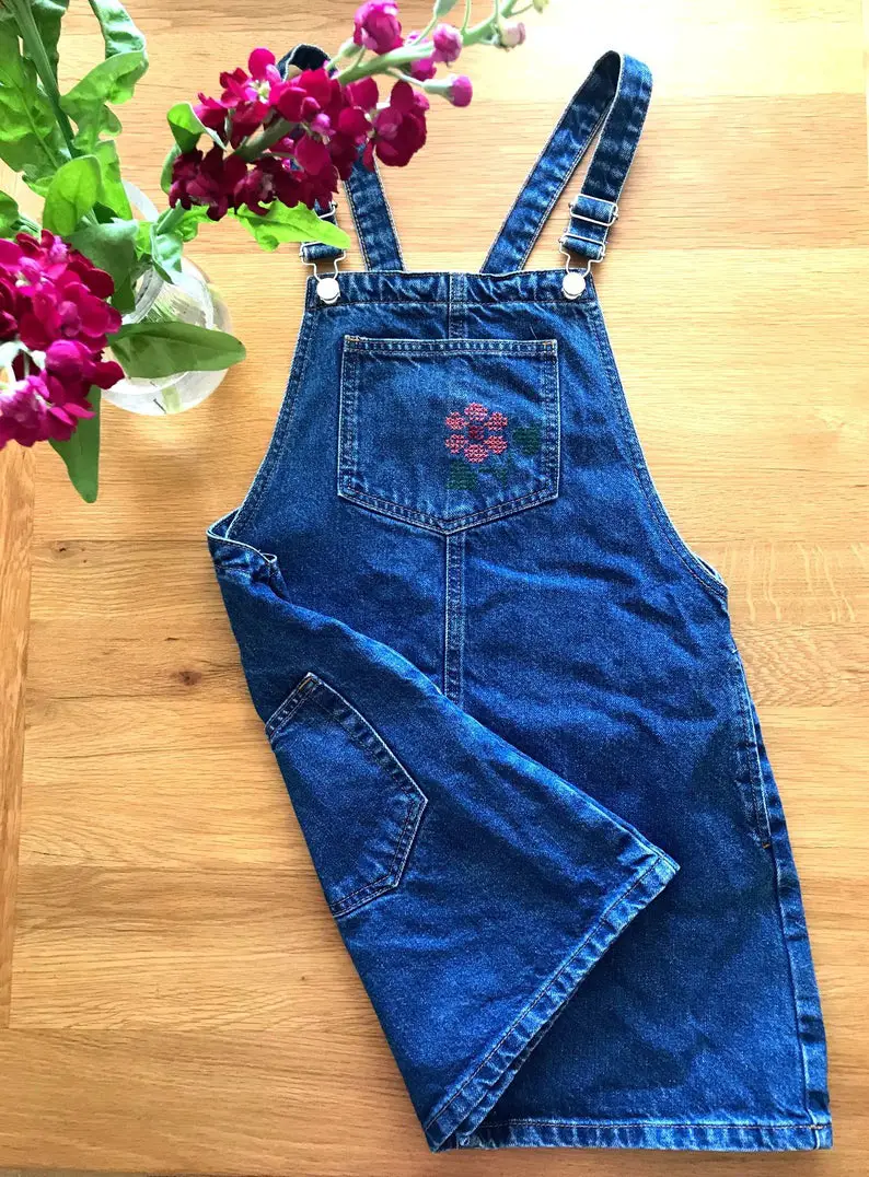 Denim dungaree dress