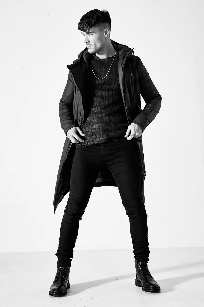 Men's Skinny Jeans in Black Stretch Denim