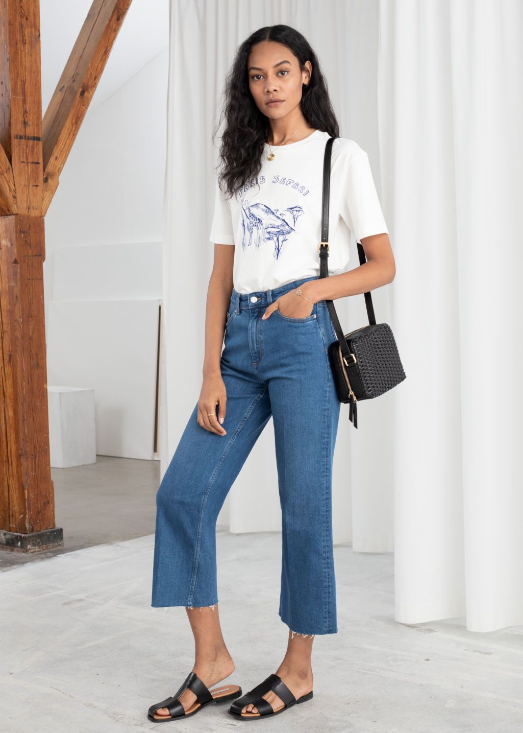 Women cropped Kick Flare Jeans