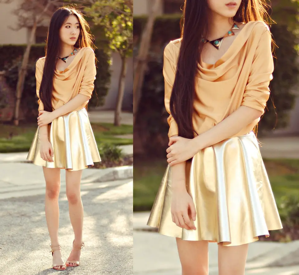 Cowl Neck Top with Skater Skirt