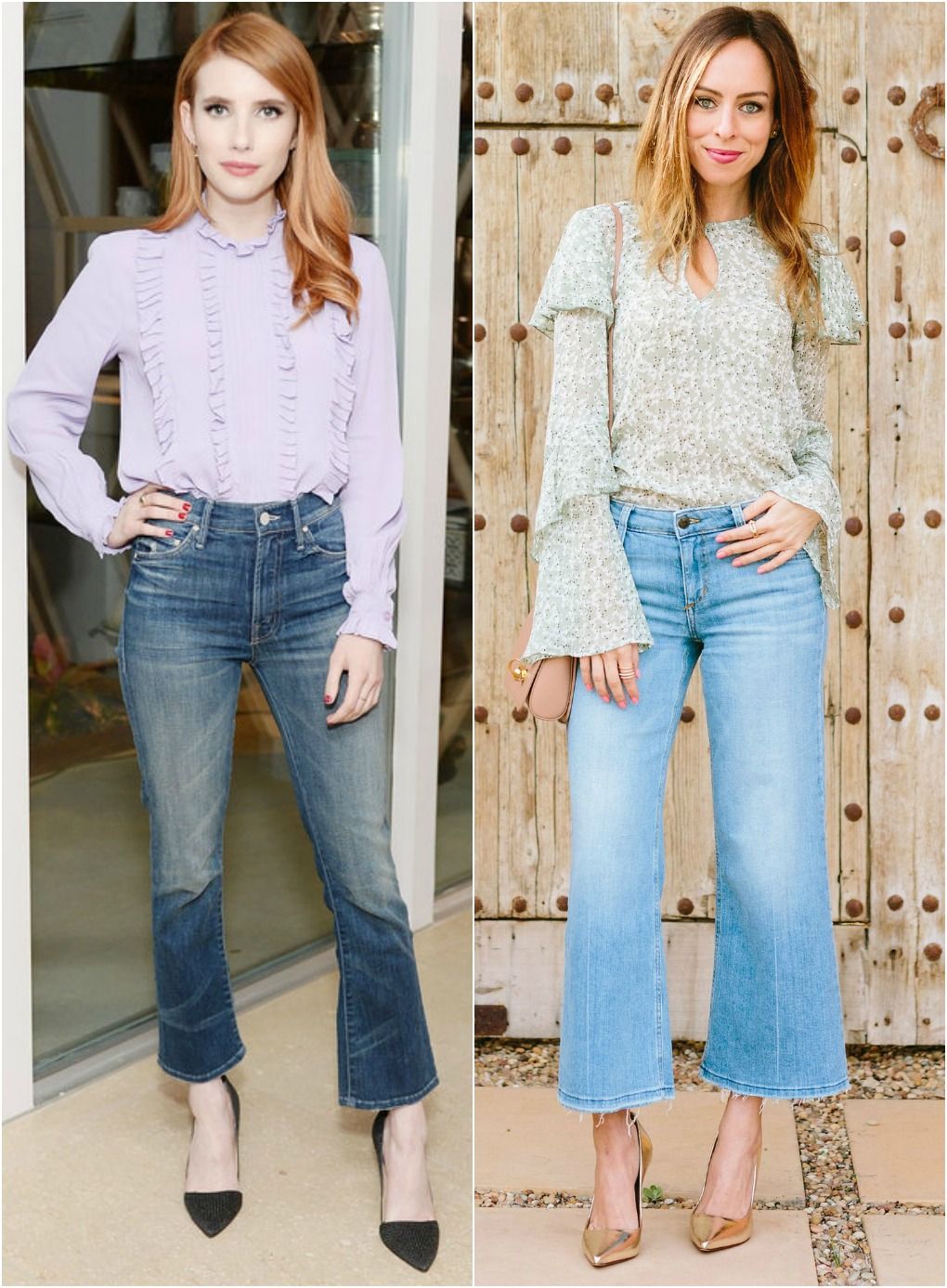 Women cropped Kick Flare Jeans