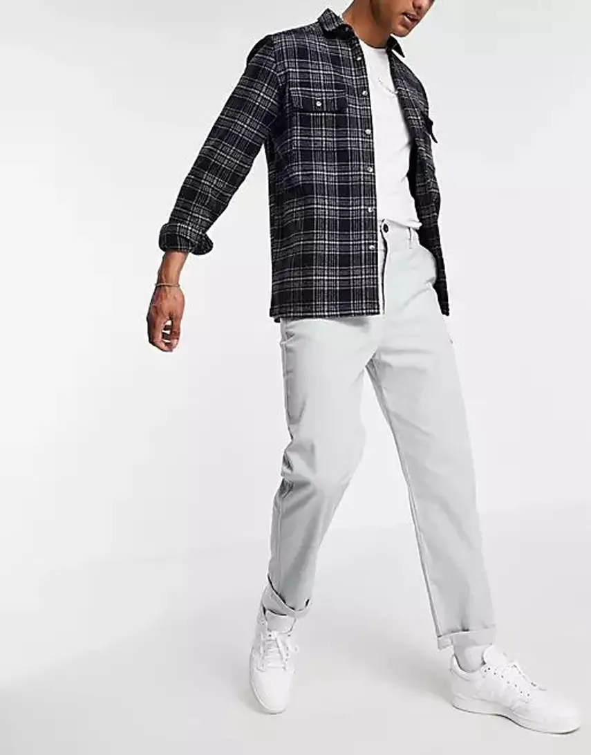 ASOS DESIGN relaxed skater chinos in light grey