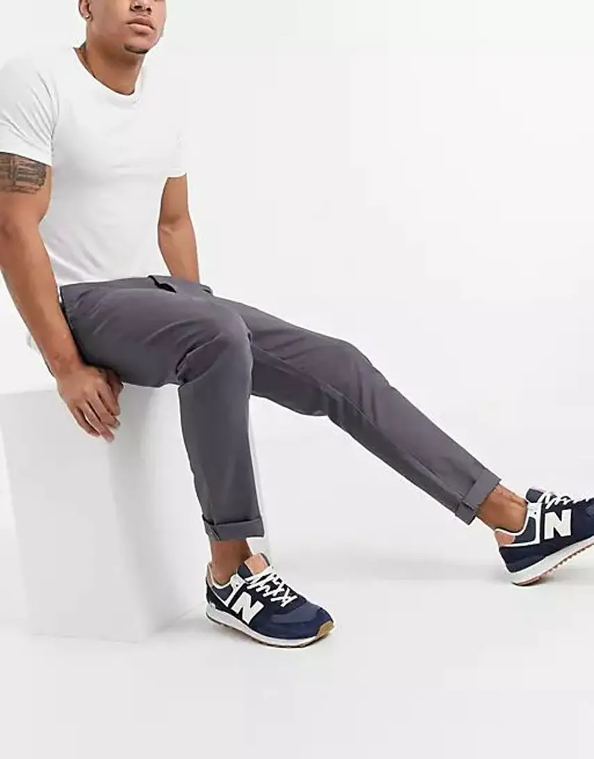 ASOS DESIGN tapered chinos in dark grey