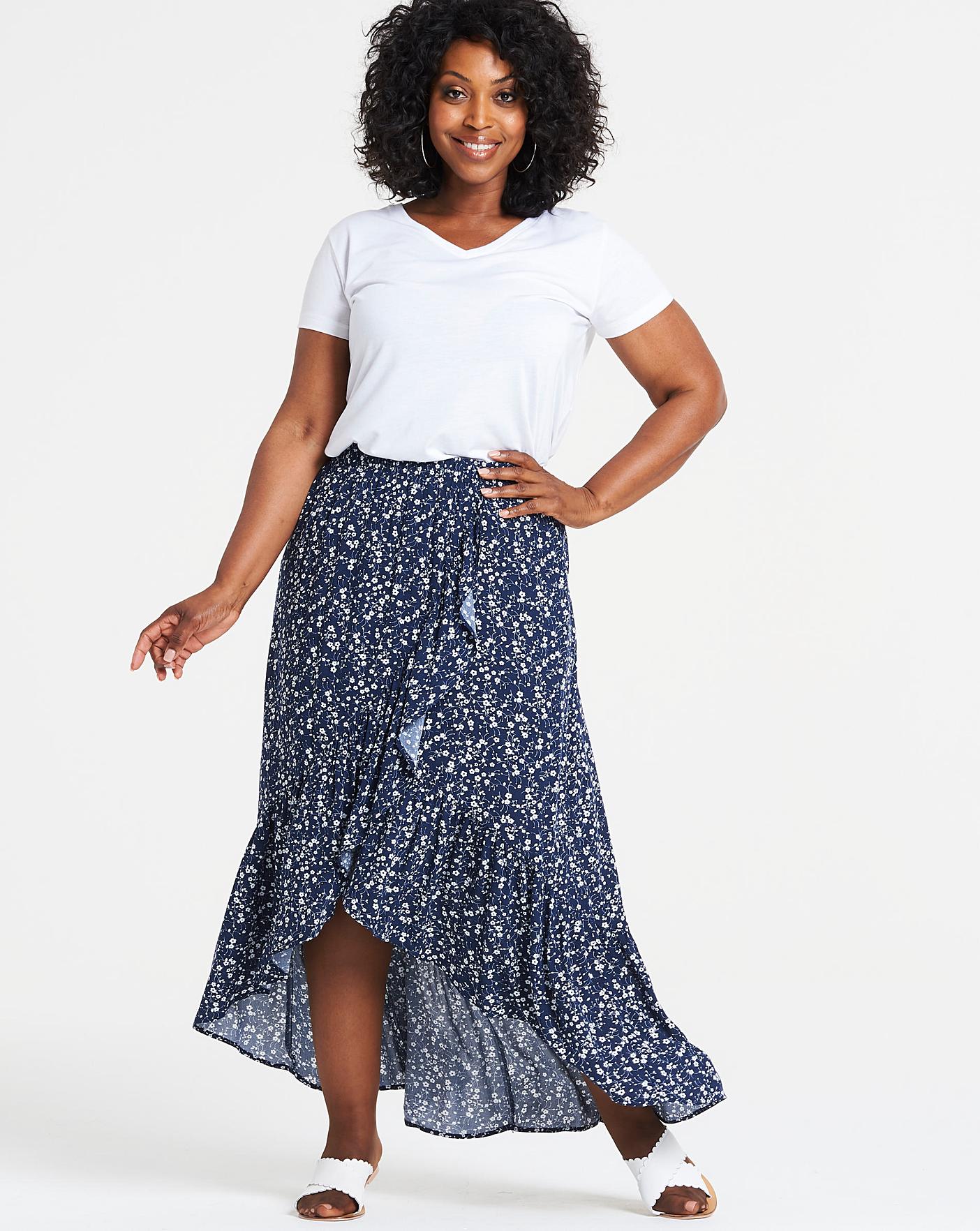 Apricot Ditsy Floral Wrap Skirt