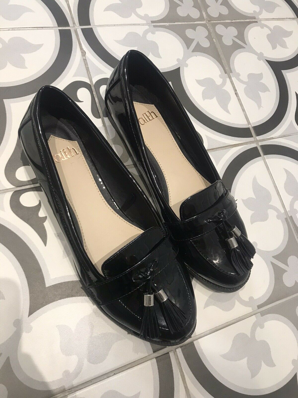 Faith Black Loafers Size UK 6 - Brand New