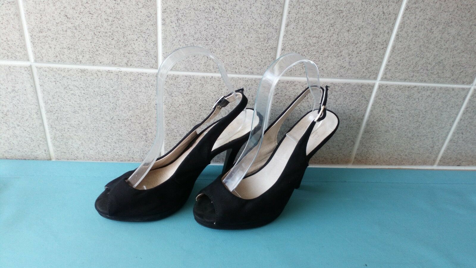 Faith Women Black Stellato High Heel Shoes Size UK 4
