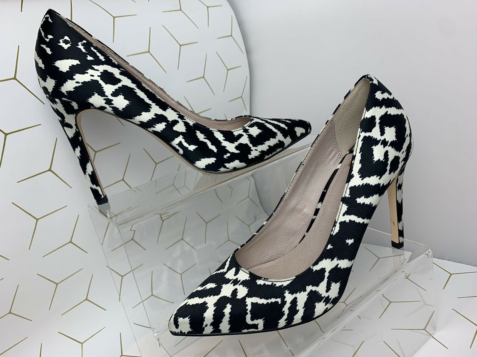 Faith Women's Shoes UK6 Leather Lined Stiletto High Heels Zebra Print Party M80