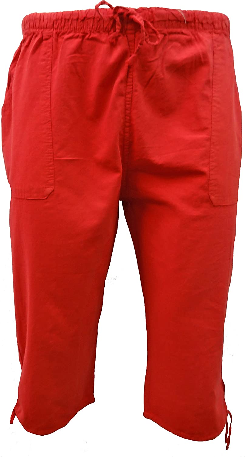 Get The Trend Womens 3/4 Cropped Trousers Ladies 100% Cotton White Black Capri Bottoms