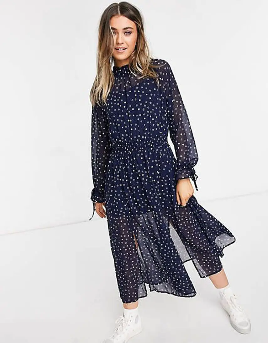 Glamorous high neck mini dress in navy star print