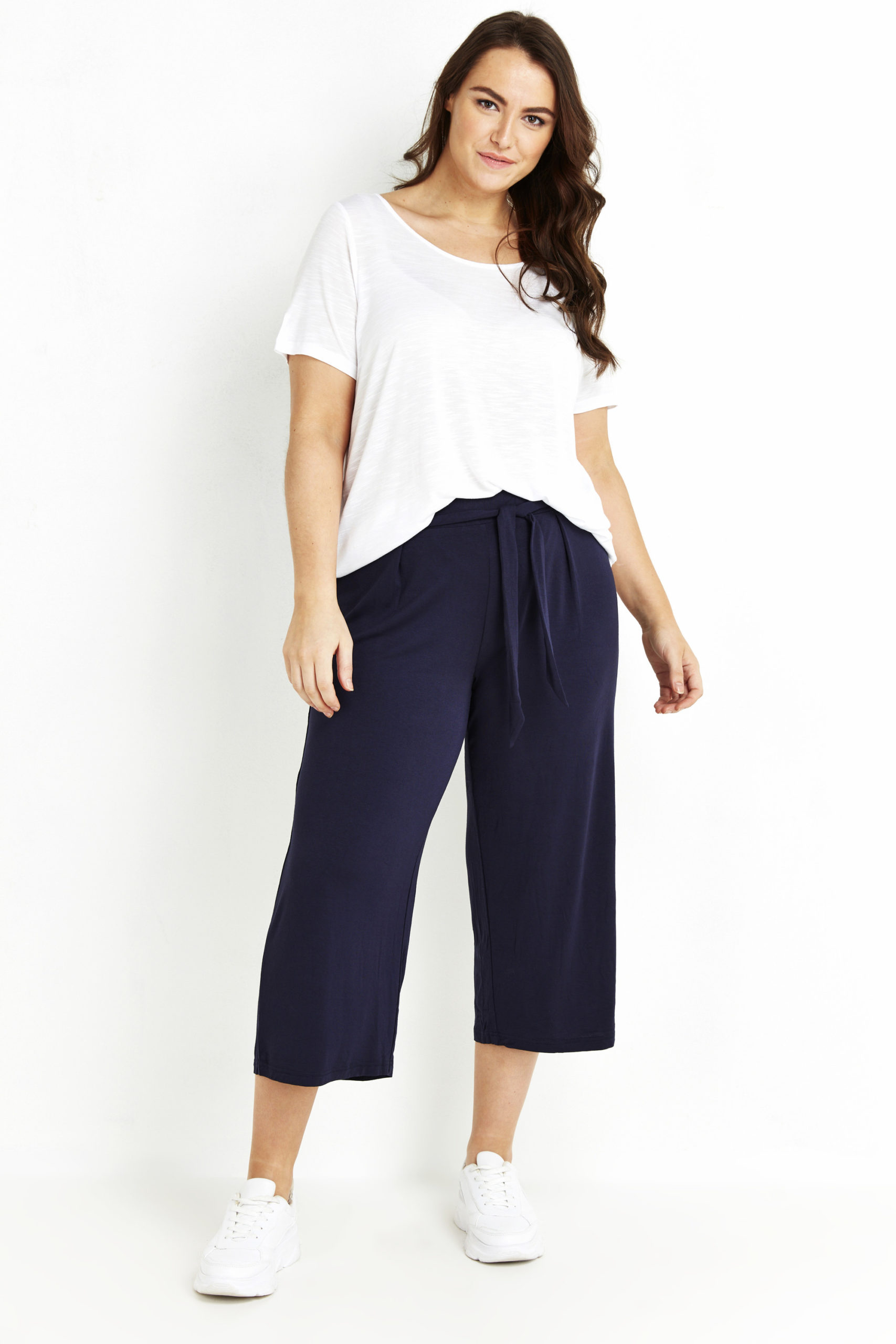 Jersey Crop Trousers - navy