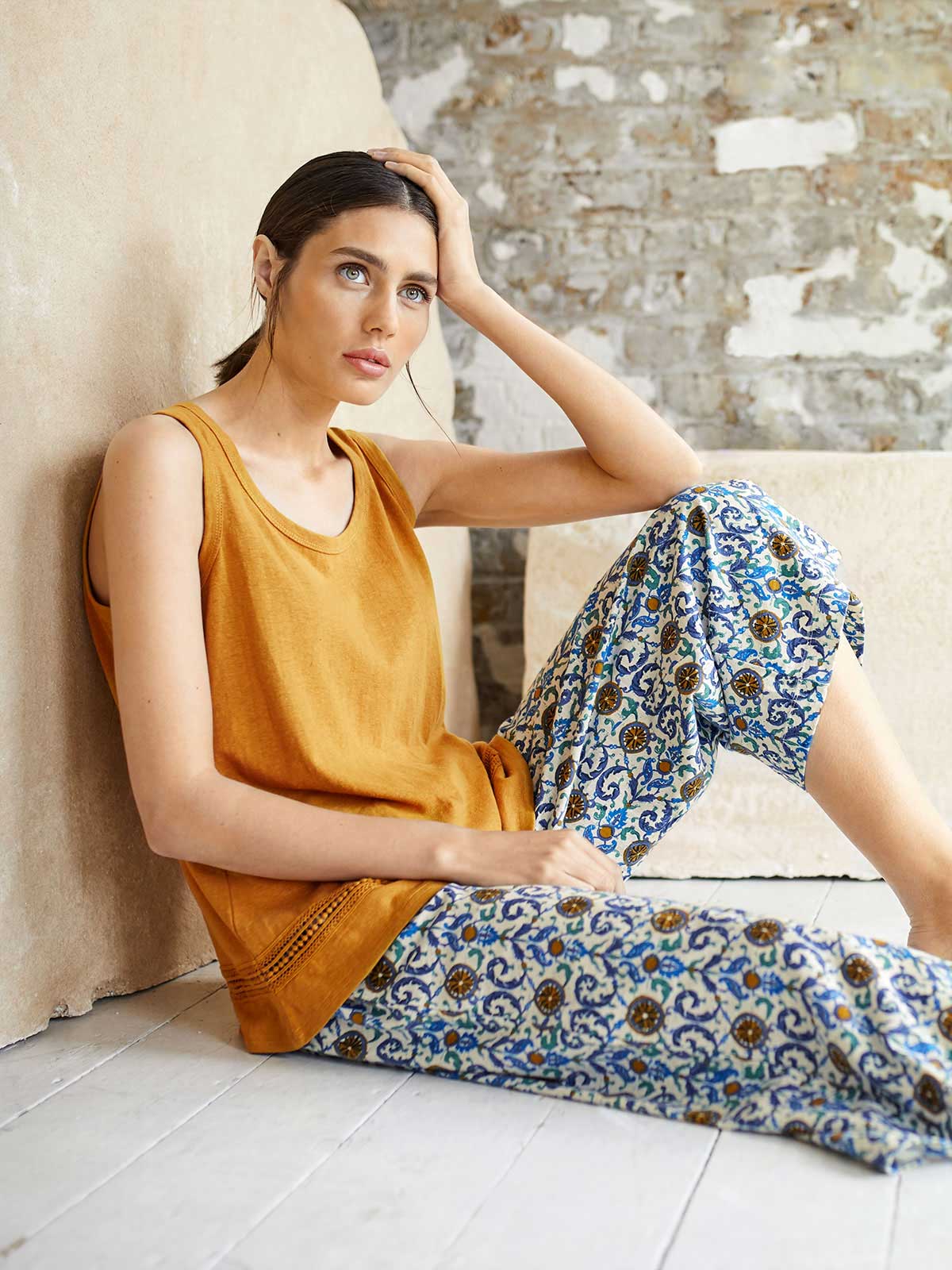 Maria Organic Cotton Floral Trousers
