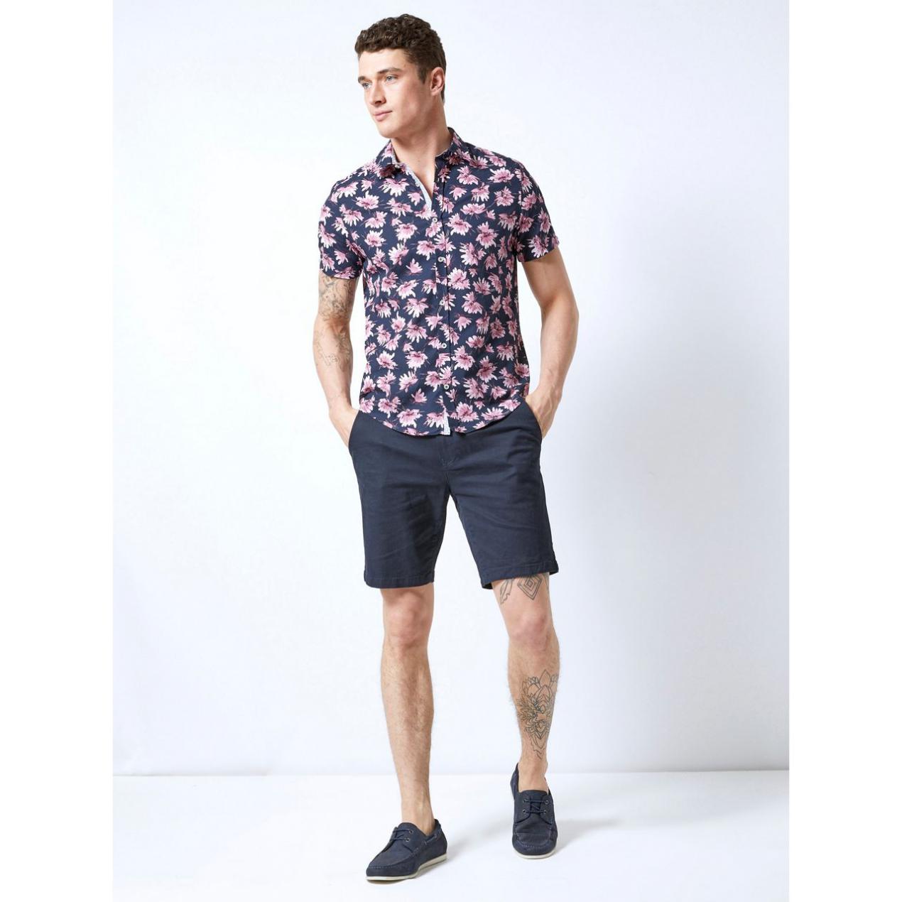 On Slow Navy Floral Print Shirt Pink | Burton Mens Shirts