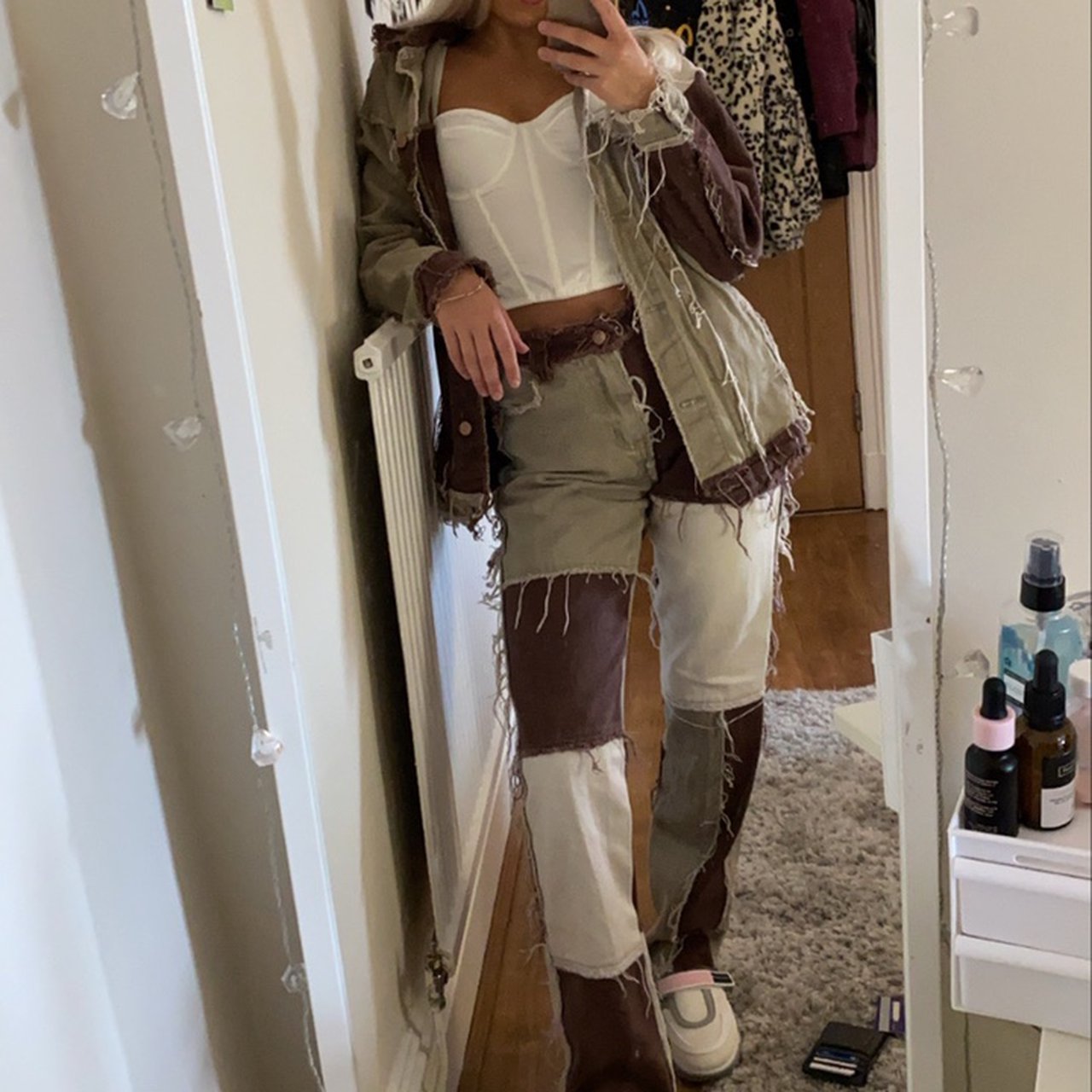 Brown Patchwork Jeans
