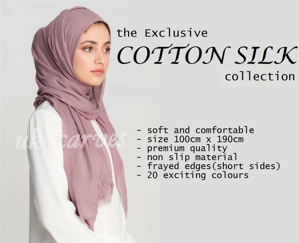 Premium Quality Soft COTTON SILK Maxi Hijab Scarves Headscarf Shawl Wrap Scarf