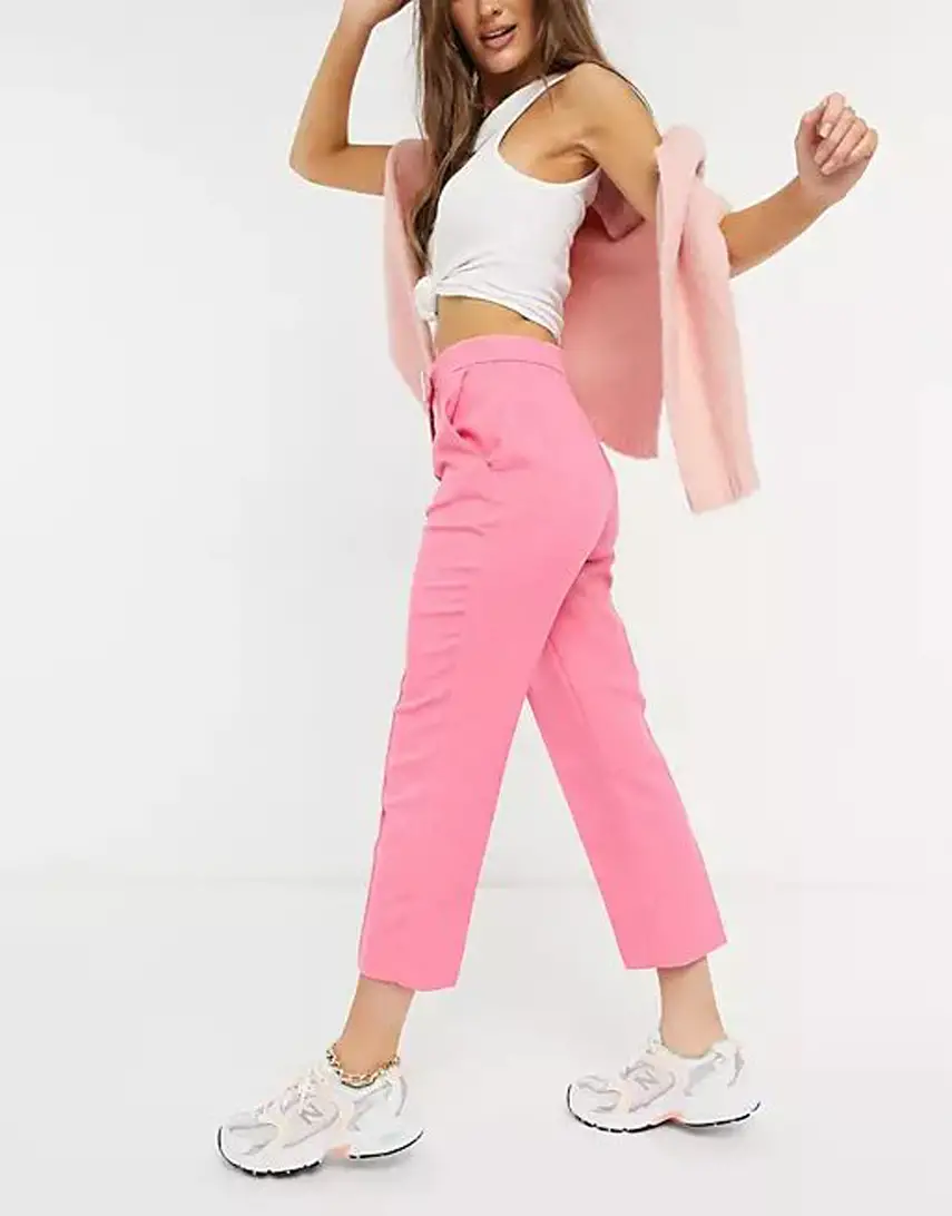 River Island tailored cropped trousers in pink