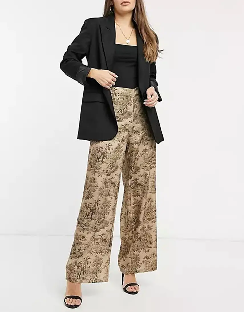 Vila satin shirt and wide leg co-ord in floral print