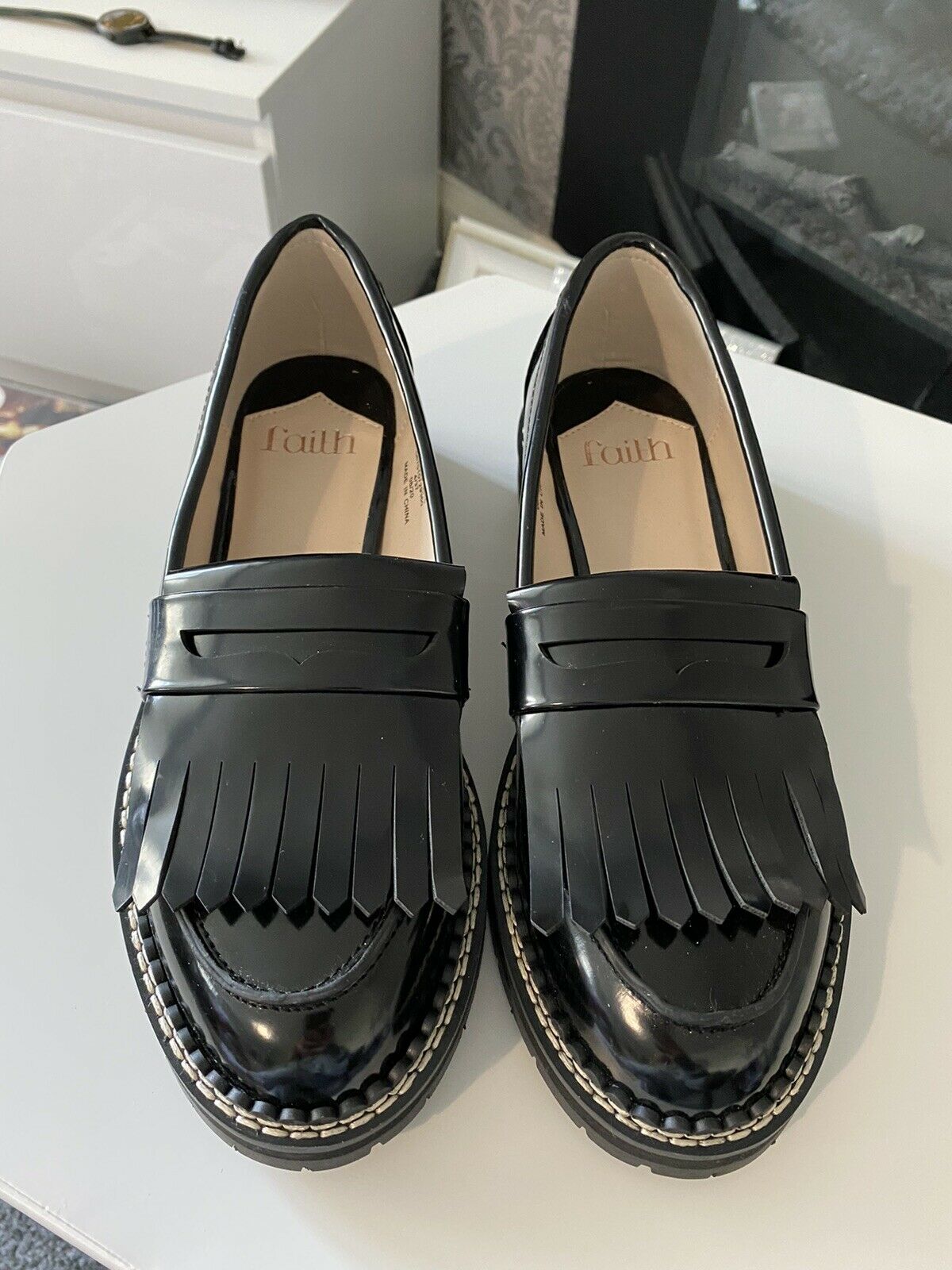 Womens Faith Shoes Loafers Work Shoes Black Size UK4 BRAND NEW