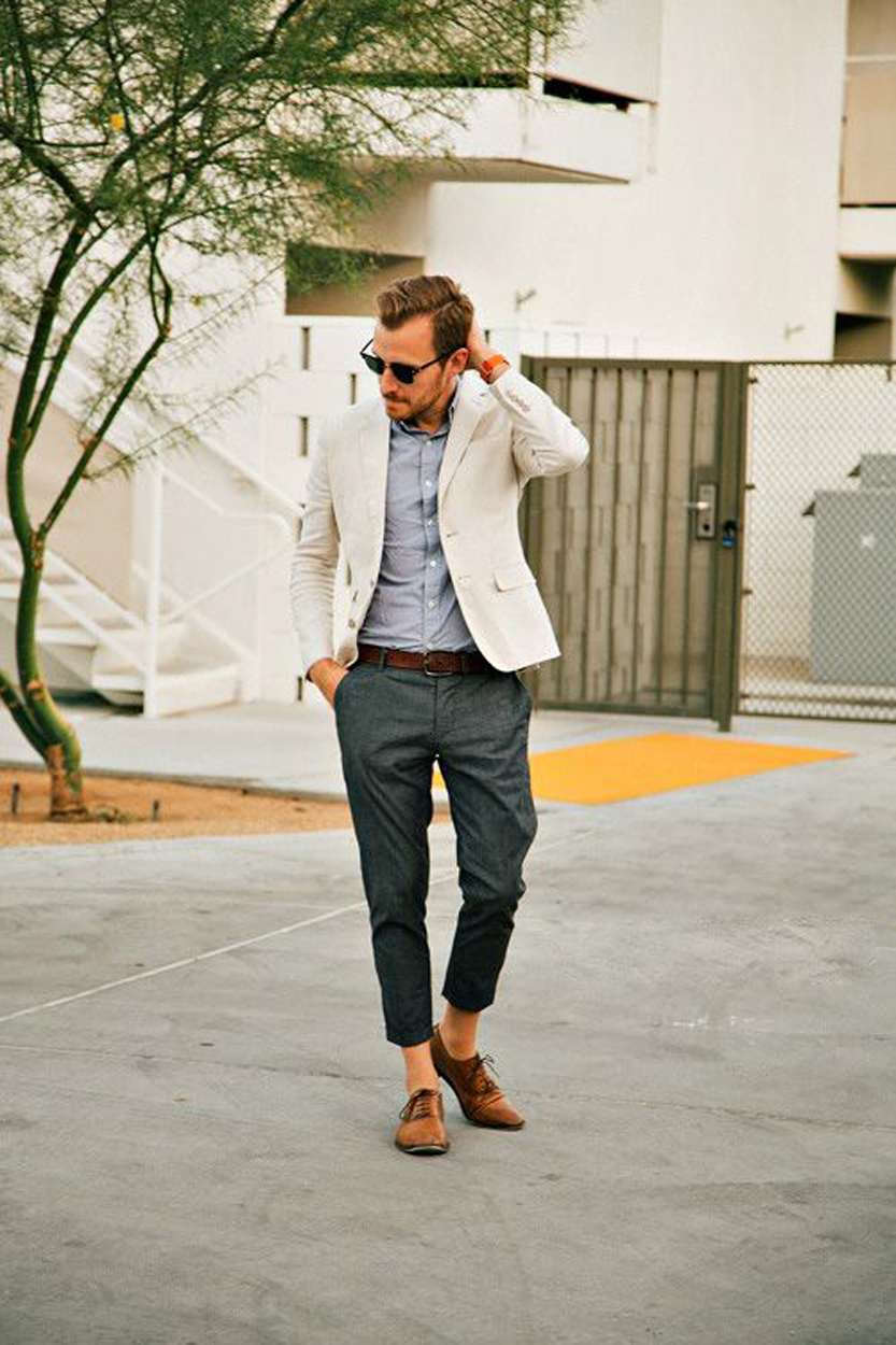 men's Cropped Trousers with Blazer