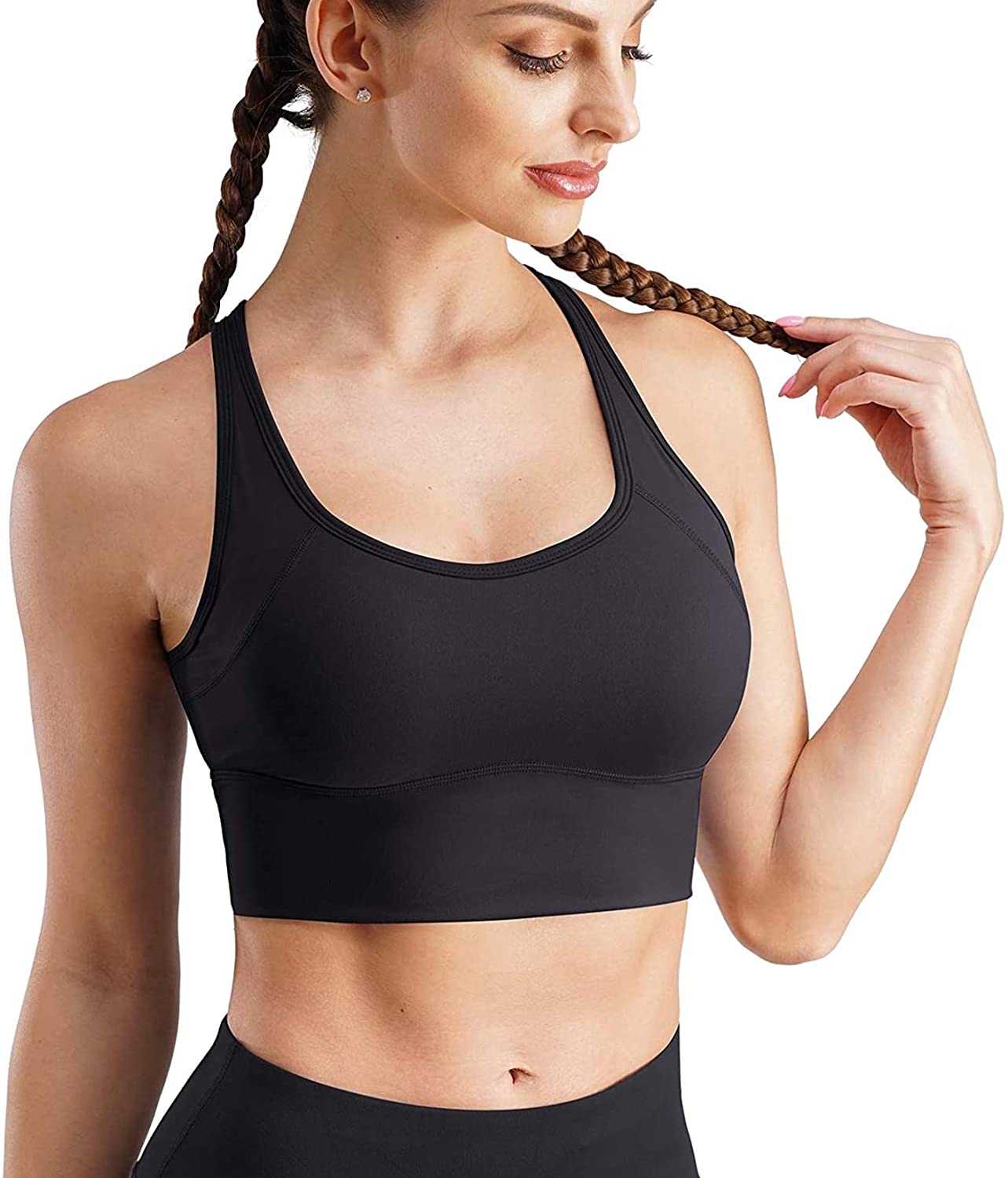 Gotoly Women’s Sports Bras Wide Shoulder Strap Yoga Bras Fitness Sportswear Tank Tops Removable Padded Bra Daily Bras