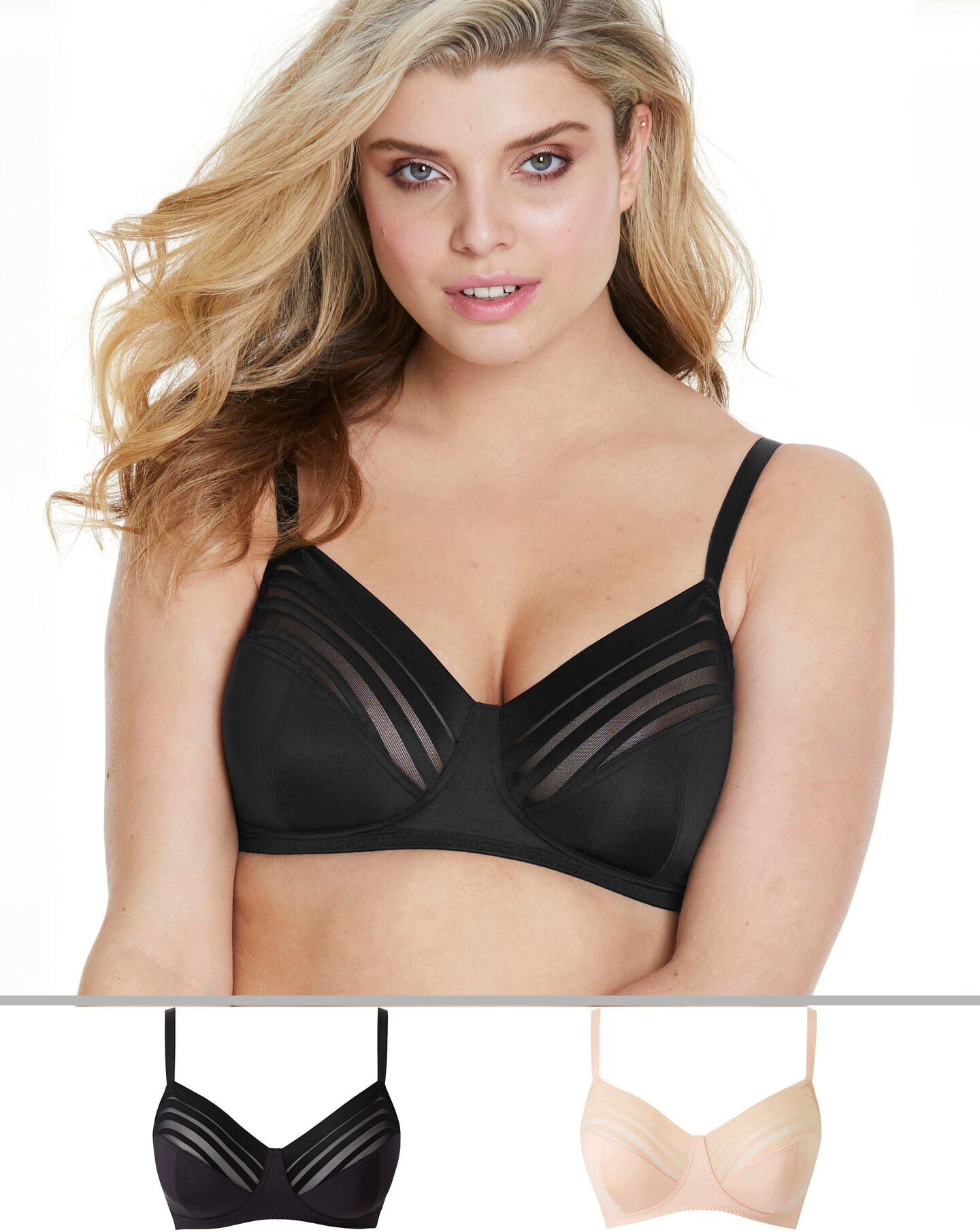 Pretty Secrets 2 Pack No VPL Black/Blush Non-Wired Bras