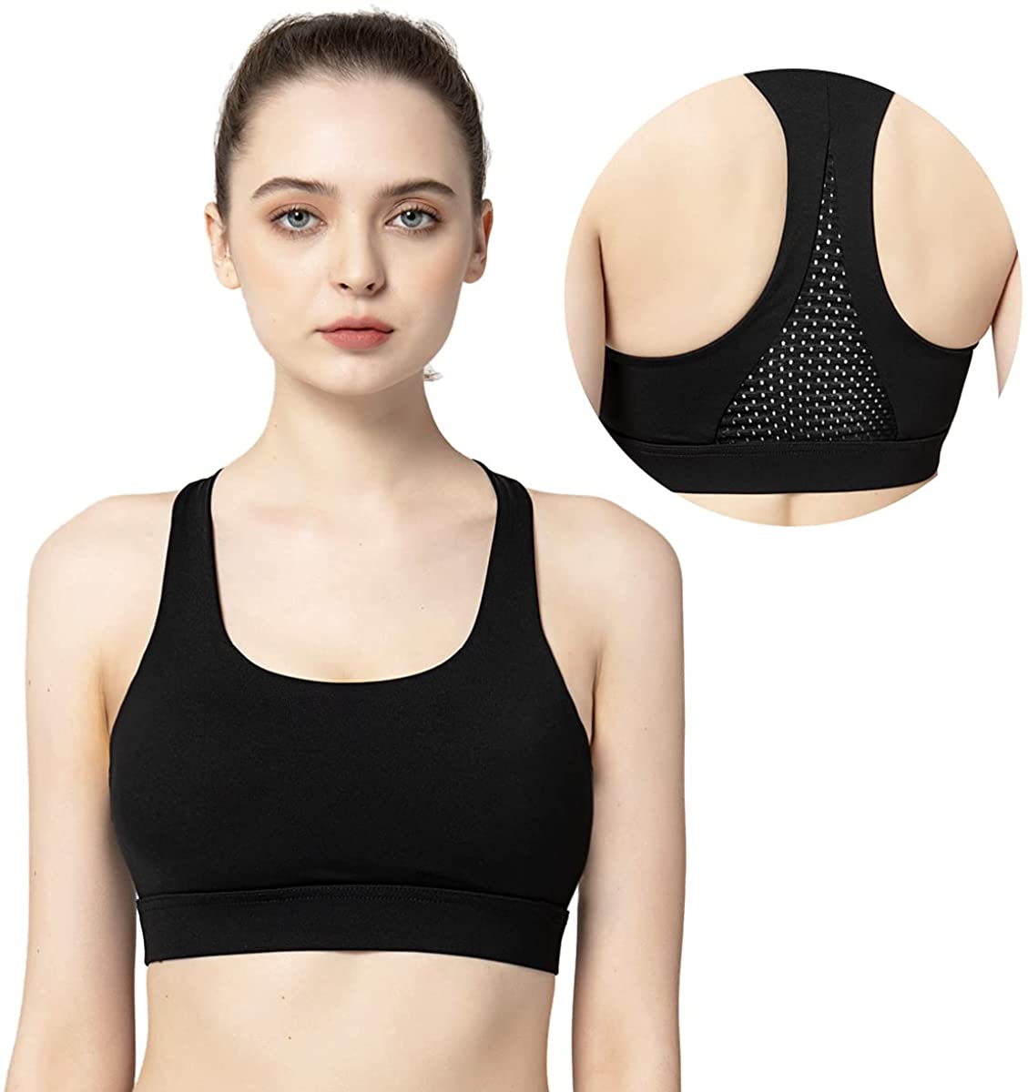 Women Sports Bra, Breathable Women's Sports Bras, High Impact Sports Bra Women, Full Support Seamless Wire Free Sports Bras for Women, Cross Back Neck Sports Bras, Black/Blue/Pink/Purple, L/XL/XXL