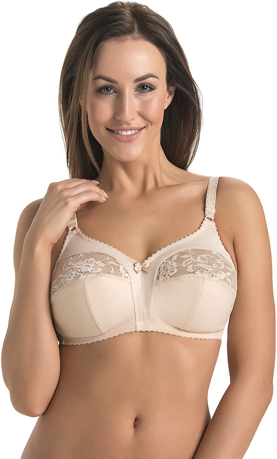 Camille Womens Non Wired Full Cup Support White Bastectomy Bras With Pockets – Reggiseno Post-Chirurgico Con Tasche, Bianco, Coppa Intera